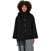 MEIMEIJ Women's Lana Wool Peacoat with Attached Scarf