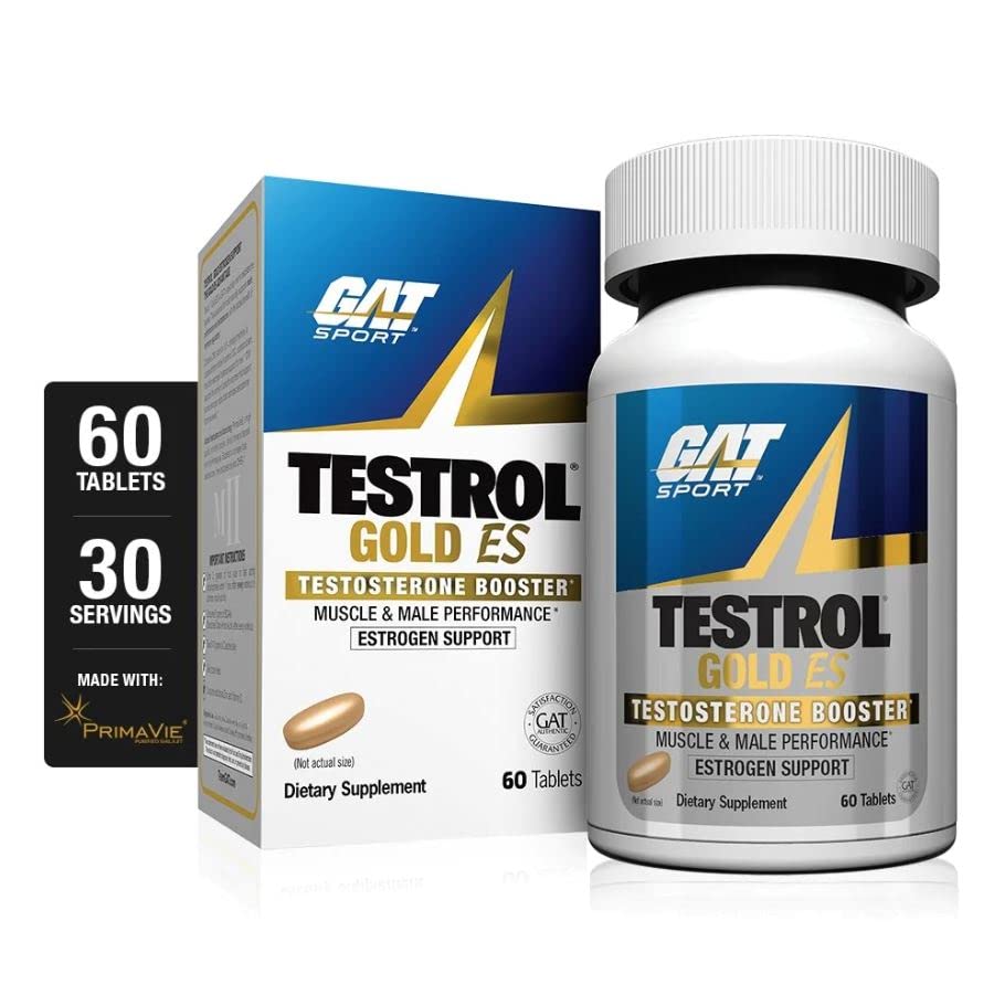 GAT SPORT Testrol Gold ES, Tribulus, DIM, Zinc, Longjack, Fenugreek, Saw Palmetto, Estrogen Balance, 60 Tablets