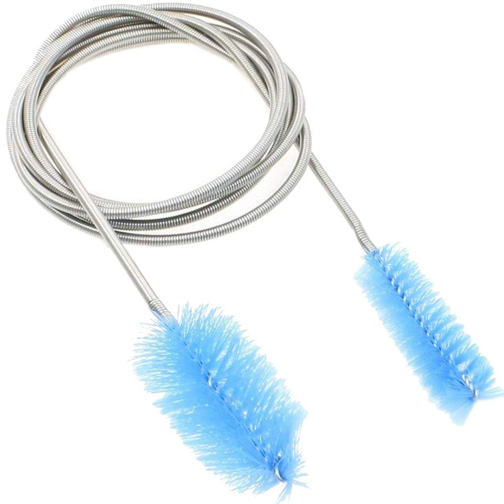 Desenda 5ft Aquarium Cleaning Brush Flexible Double Ended Long Bendable Spring Fish Tank Tubes Filters Pipe Brush Cleaners Pump Hose Brush (Blue)
