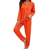 Denis Lora Satin Pajama Set for Women Silk Button Down Long Sleeve Sleepwear Sets Nightwear 2 Piece Lounge Pjs