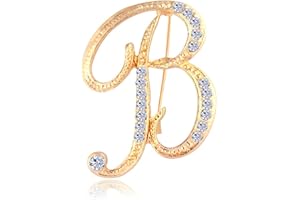 ETHOON Letter Brooch Pins Initial Rhinestone Brooch for Women Crafts Gold A-Z