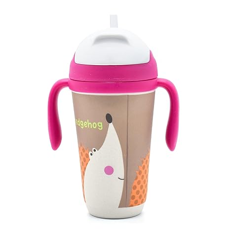 Eco Friendly Bamboo Fibre Kids Straw Sipper, Hedgehog Printed, 350ml (12oz)