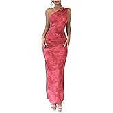 Milumia Women's Floral One One Shoulder Maxi Dresses Wedding Guest Cocktail Long Dresses