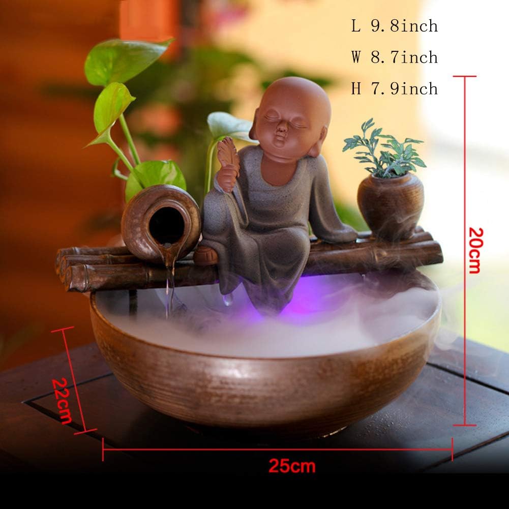 Statues Ceramic Fountain, Tabletop Water Decoration Tabletop Fountain Decorative Sculpture for Living Room Office Buddha Fountain-Desktop Fountain 9.8inch