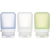 humangear GoToob+ Refillable Silicone Travel Size Bottles with Locking Cap for Women, Men, Toiletries, Beauty, Cosmetics, 3pk Set, Small (1.7oz), Clear/Green/Blue,HG3181