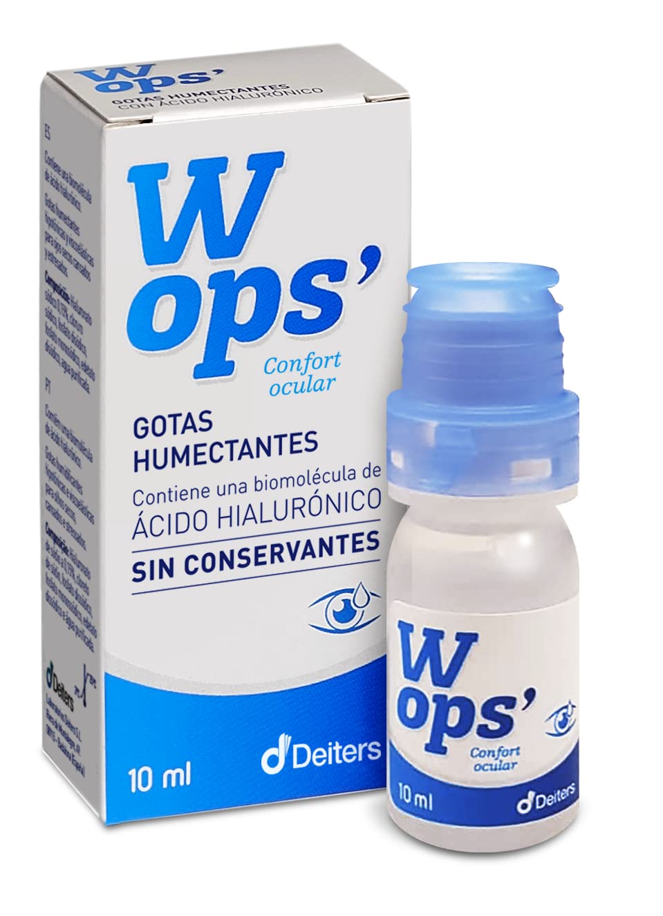 DEITERS Wops' Moisturising Drops 10ml Artificial Tears for Dry Eyes, Eye Drops with Hyaluronic Acid 0.15% and Preservatives Free