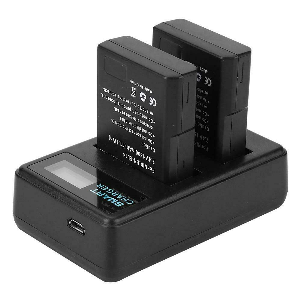 Yangers 2 Pack 1500mAh EN-EL14 Battery + USB Dual Charger Set for Nikon D3100 D3200 D3300 D3400 D3500 D5100 D5200 D5300 D5500 D5600 Coolpix P7000 P7100 P7700 P7800 P8000