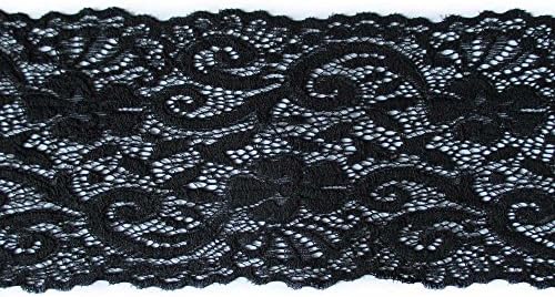 5 Yards 5-1/8" Wide Black Polyester Stretch Lace Trimming Plastic DIY Craft Supply