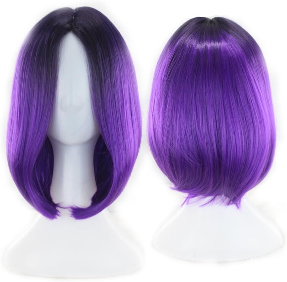 Lurrose Womens Gradient Bob Wig Short Synthetic Hair Cosplay Adjustable Comfortable Daily Party Halloween - Image 5