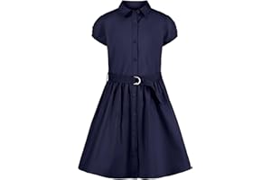 Nautica Girls' School Uniform Short Sleeve Shirtdress