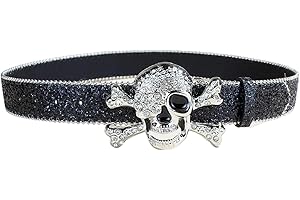 Elegant Rhinestones Belt Skull Embellished Fashionable Youth Waistband For Various Fashion Styles Western Denims