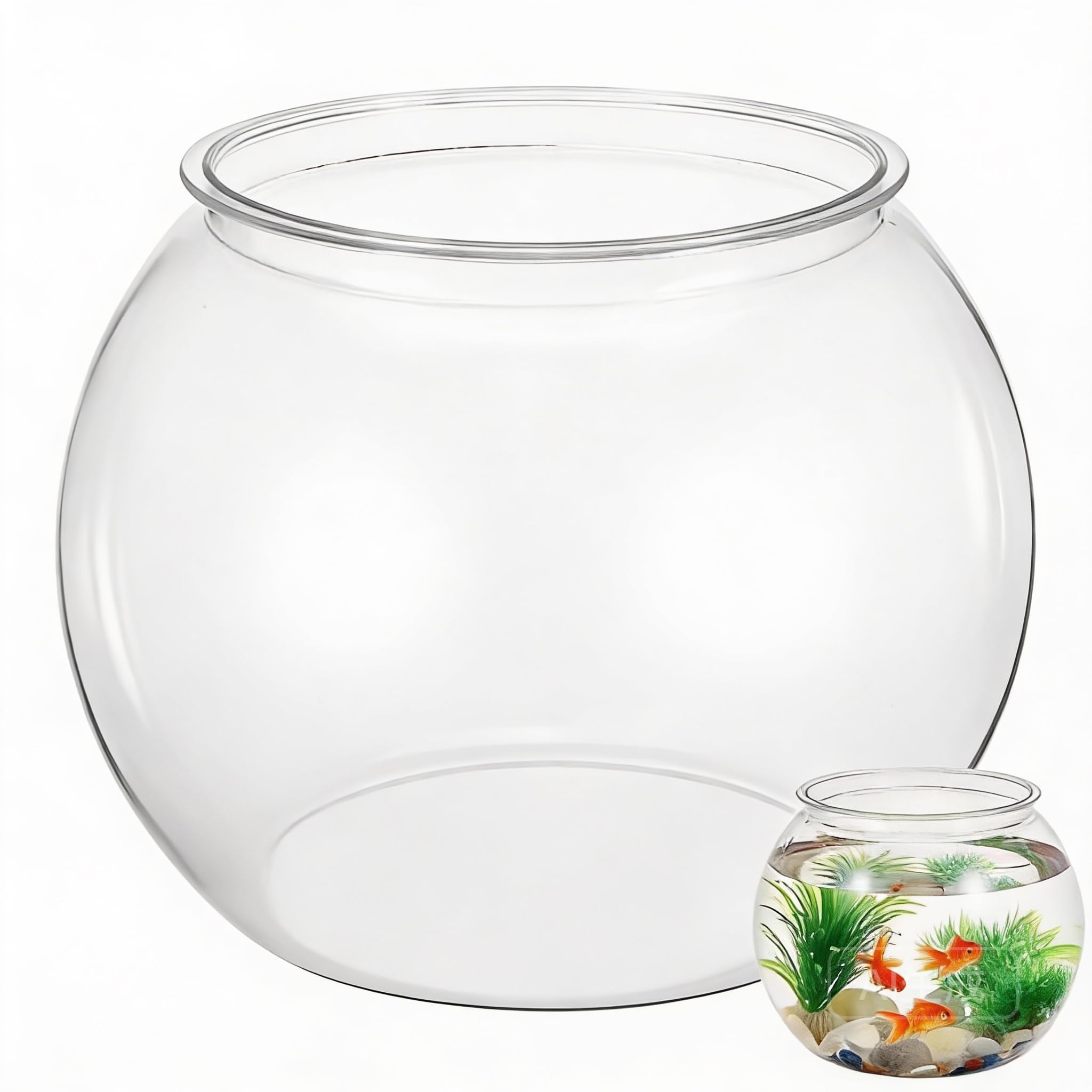 Alipis Plastic Goldfish Bowl: 8.65 X 8.65 in Clear Round Fish Tank - Unbreakable Goldfish Tank - Fish Bowls for Hydroponic Planter Container Home Office Desktop Aquarium Decor