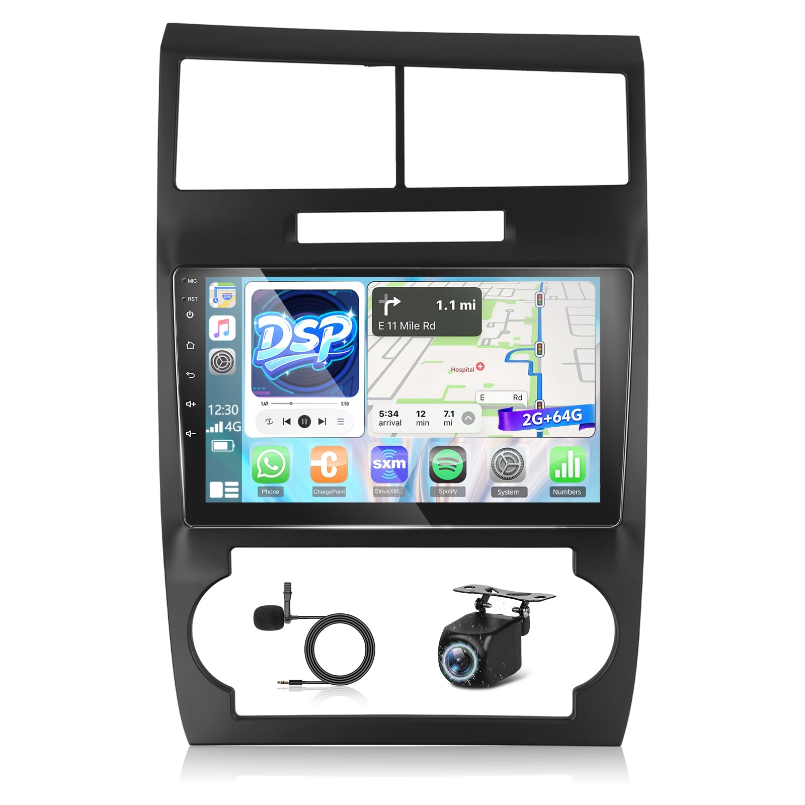 Photo 1 of [2+64G] for Dodge Charger and for Dodge Magnum 2005-2007 Android Radio with DSP: 9 inch Touchscreen Car Radio - Wireless Carplay and Android Auto, Mirror Link, WiFi, GPS, SWC + Canbus + Backup Camera