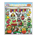 Easter Holiday Flexible Gel Glass Window Clings for Kids (18 Piece) Incredible Reusable Removable Thick Gel Clings - Easter Bunny, Eggs, Basket, Chocolate for Home, Airplane, Classroom, Nursery