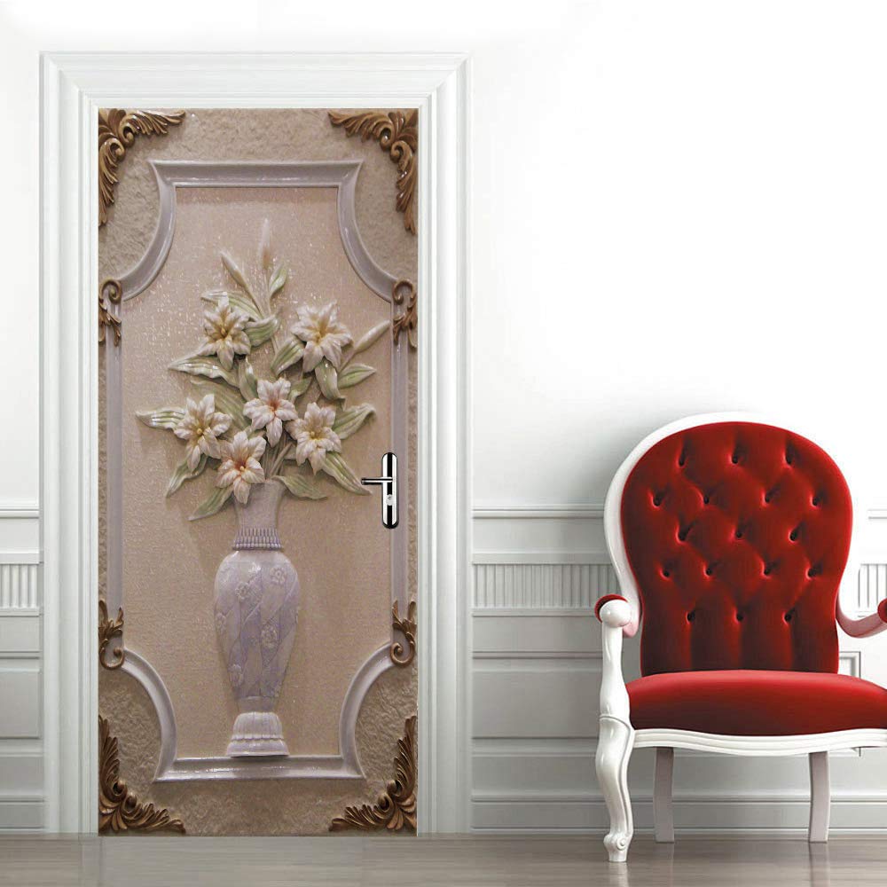 MUMOHO 3D Door Wall Art Sticker Decal Removable Self Adhesive Mural Home Bedroom Decor