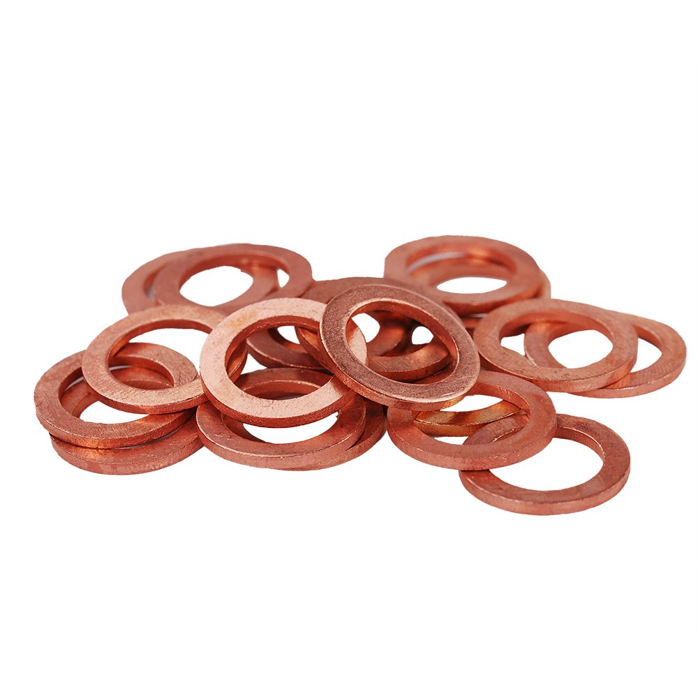 HIFROM 25pcs M12 Copper Washers Flat Ring Sump Plug Oil Seal Gasket Sealing Fitting Washers