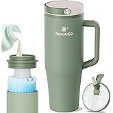 MOQOZO Reuseable Breastmilk Storage Bottle, Portable Breast Milk Cooler for Outdoor Travel TSA Approved, 40oz Larger Capacity Chiller Container Keeps Milk Fresh for 24+ Hours (Green)