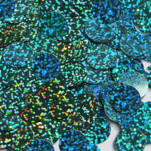 Round Flat Sequin 15mm Top Hole Light Sapphire Blue Hologram Glitter Sparkle. Couture Paillettes. Made in USA