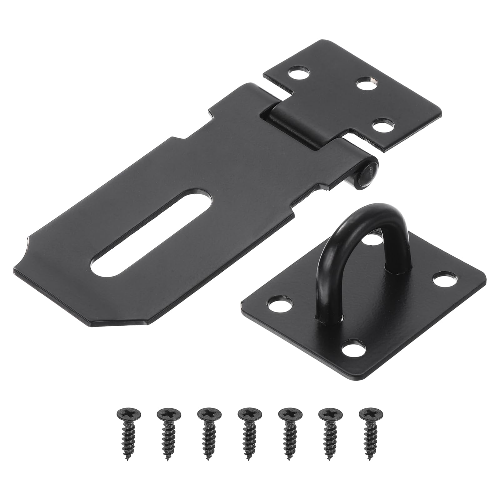 PATIKIL 3 Inch Door Locks Hasp Latch, Stainless Steel Hinge Lock Padlock Clasp Hasp Lock Latch, Door Gate Lock Hasp with Screws for Cabinet Drawer, Black