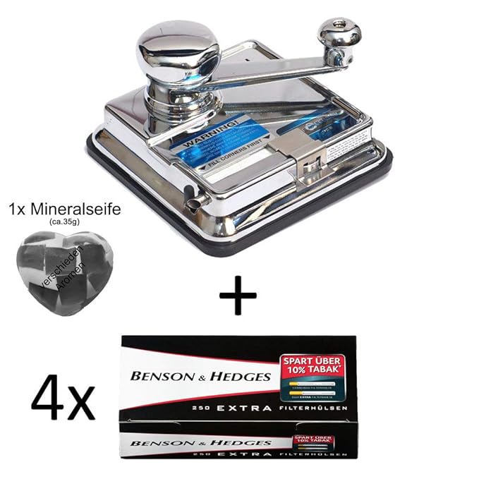 OCB® MikrOmatic Duo (Stopfmaschine) + 1.000 (4x250) Benson & Hedges EXTRA (Zigarettenhülsen) + 1x Seife