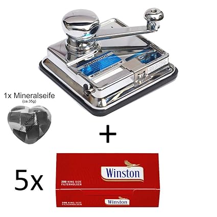 OCB® MikrOmatic Duo (Stopfmaschine) + 1.000 (5x200) Winston (Zigarettenhülsen) + 1x Seife