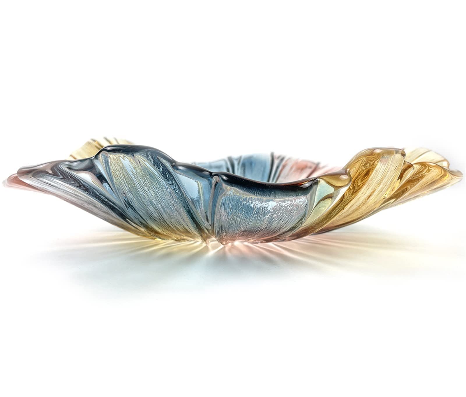 Amslan Large Glass Fruit Plate Dinner Bowl Salad ‎Colourful Snack Dessert Plate Wedding Candy Plate Serving Plate Decorative Bowl Multipurpose Tray Decorative Plate Glass Crystal 29CM