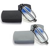 sevenplus 2 Pack Reading Glasses Blue Light Blocking, Anti UV Glare, Foldable Computer Spring Hinge Readers for Women Man