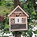 B&P Bee House, Natural Wooden Insect House Garden Bug Hotel, Perfect Shelter for Bees,Butterflies and Ladybugs, Size 8.66 x 7.48 x 2.76 inch