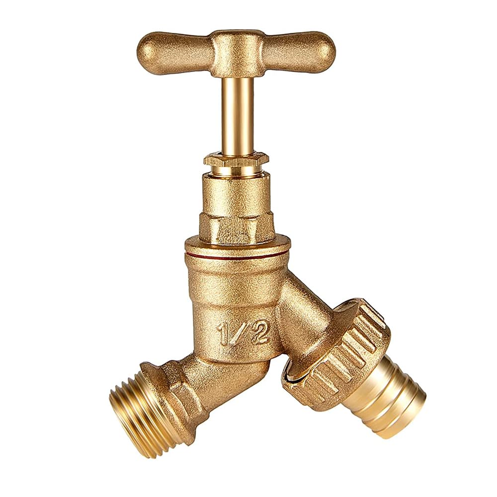 HuYiGGZ Garden Tap 1/2" BSP Outdoor Hose Pipe Bibtap Garden Hose Brass Water Bib Tap with Check Valve