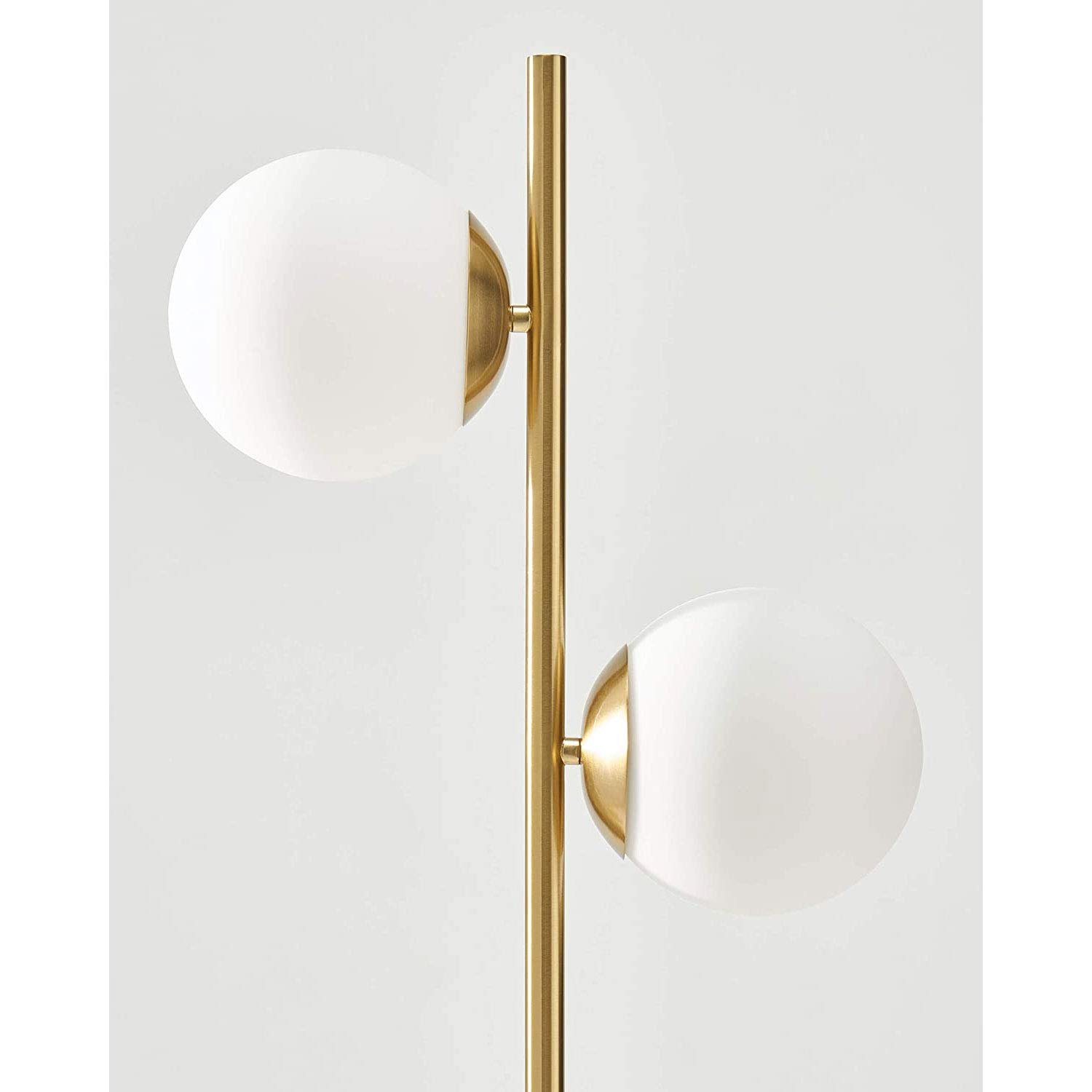Brightech Sphere Floor Lamp for Living Room, Mid-Century Modern 2 Globe Pole Light for Bedroom, Bright LED Standing Lamps for Offices, Contemporary Living Room Décor – Gold/Antique Brass