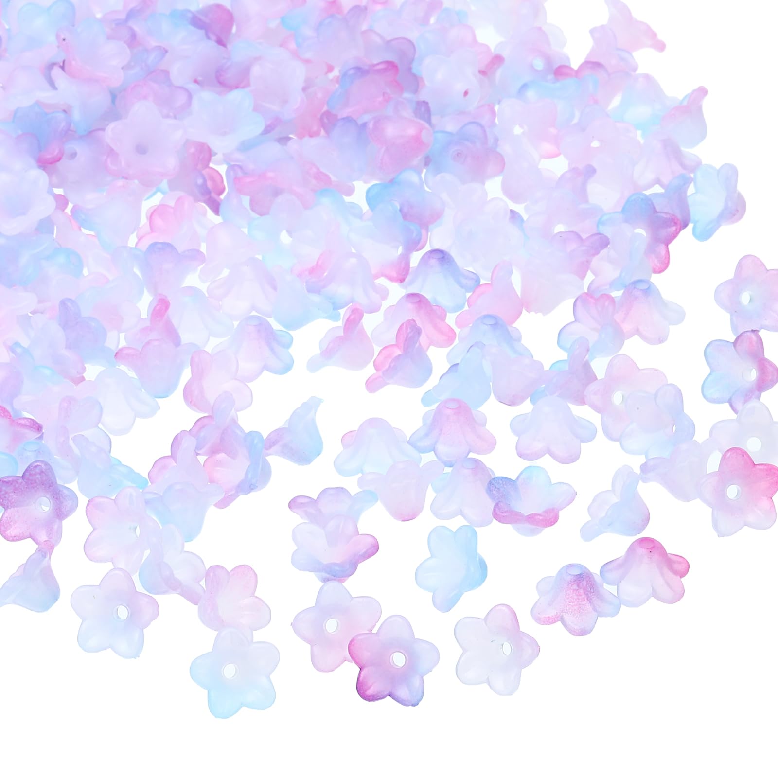 PATIKIL 0.3x0.5 Frosted Flower Beads, 300Pcs Acrylic Trumpet Flower Beads for Bracelets, Earrings, Necklaces, Jewelry Making and DIY Crafts, Blue Purple