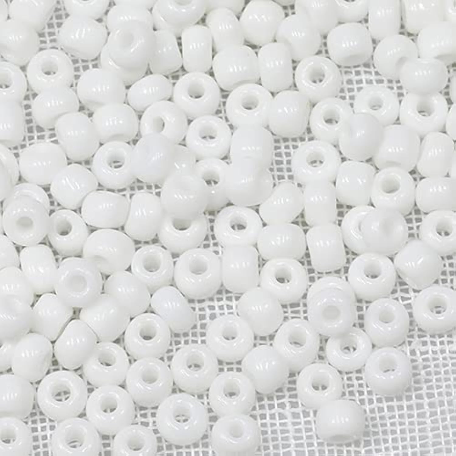Tibaoffy Size 6/0 Crafts Glass Seed Beads 4mm White Beads for Jewelry Making (Total About 100g About 1200pcs) — image 1