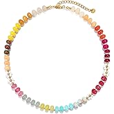 Elegance 11 designs Gemstone Beaded Necklaces For Women Rainbow Natural Stone Boho Waterproof Trendy Necklaces For Women Gift 16.5 inch