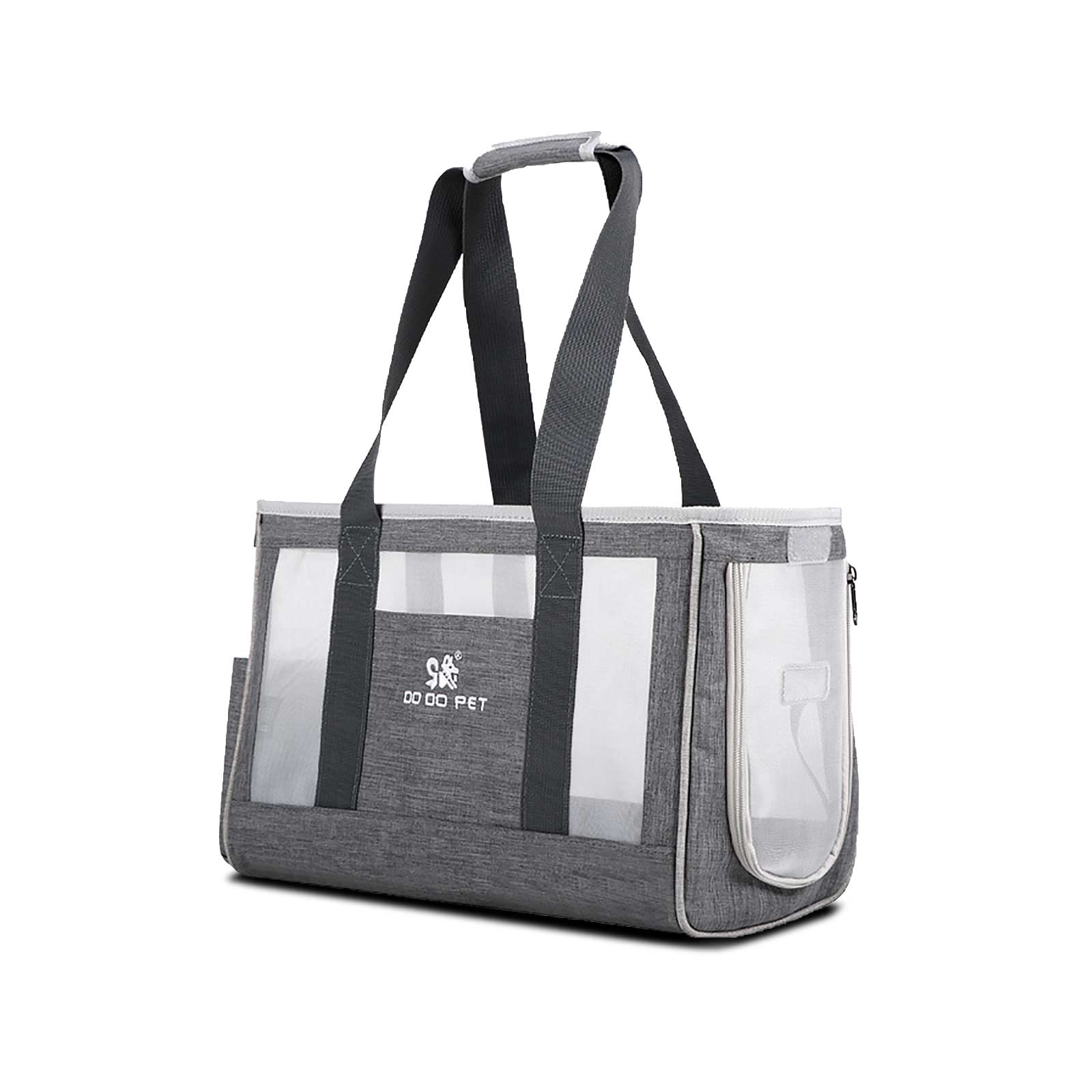 PETCUTE Pet Carrier Bag,Breathable Dog Travel Carrier,Portable Cat Carrying Bag with Removable Cushion and Side Pockets,Airline Approved Pet Travel Handbag with Internal Safety Strap for Outdoor Use