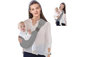 YEMKEZO Breathable Type Baby Sling Carrier, Adjustable One Shoulder Labor-Saving Baby Holder Carrier, Baby Mesh Half Wrapped Sling Hip Carrier for Newborn to Toddler（Grey）