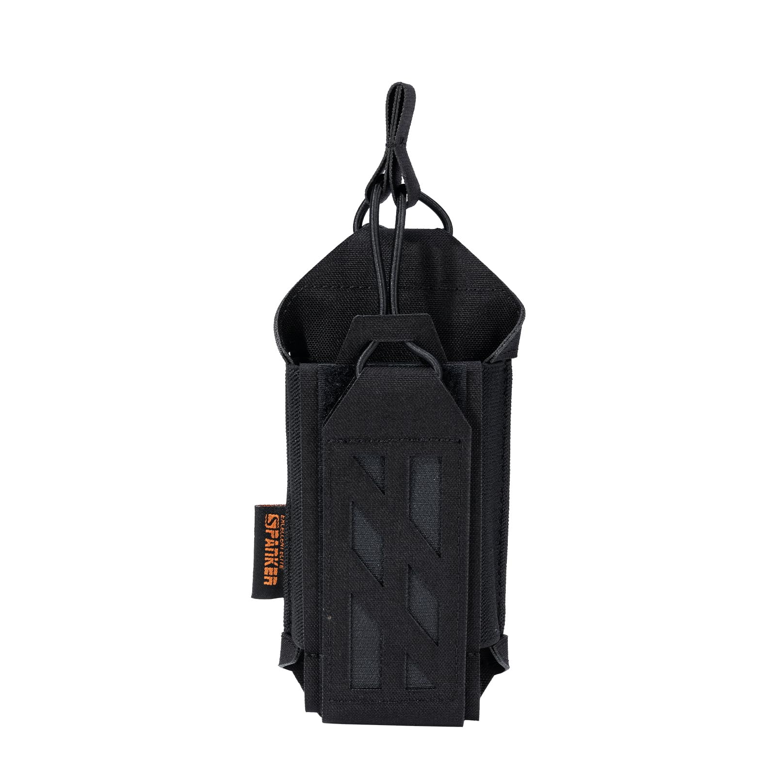 EXCELLENT ELITE SPANKER Tactical Molle Radio Pouch Nylon Adjustable Walkie Talkie with Elastic Cord Radio Holster for Police Security Rescue（BLK））