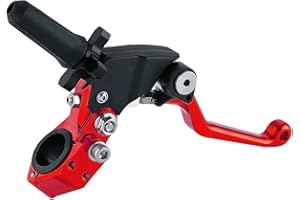 PRO CAKEN 7/8" 22mm Universal Motorcycle Aluminum 360 ° Alloy Foldable Clutch Handle Motorcycle Clutch Handle with Mounting Seat for Motorcycle Street Sport Dirt Pit Mini Bikes Scooter ATV-Red