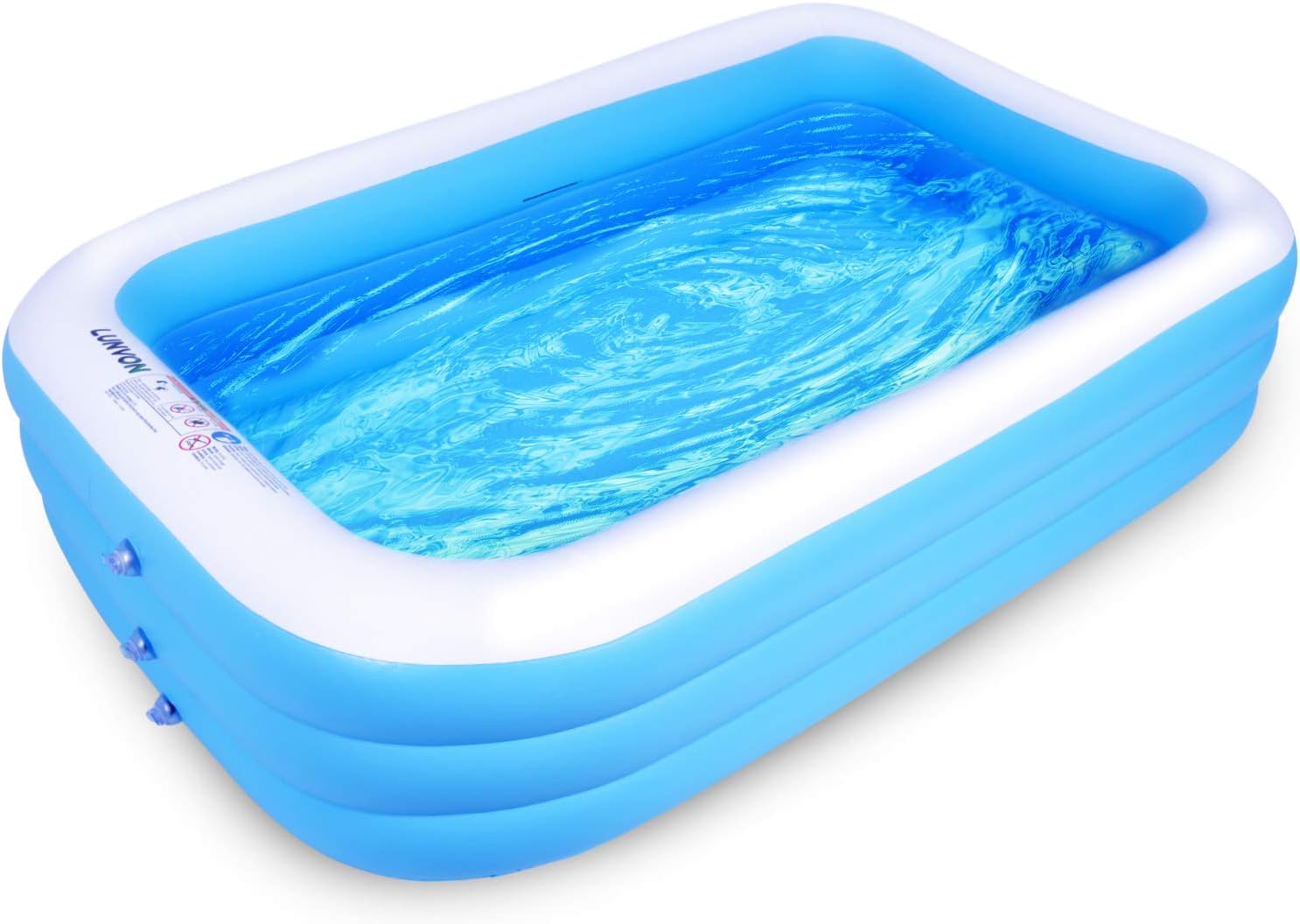 Lunvon Family Inflatable Swimming Pool, 120" X 72" Full-Sized, Lounge Pool for Kids, Adult, Toddlers for Ages 7+, Outdoor, Garden, Backyard, Summer Water Party (Sky Blue)