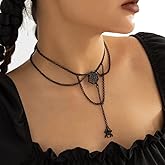 Lirgoriy Halloween Spider Necklace for Women Gothic Spider Web Pendant Choker Necklace Halloween Necklace Costume Accessories (Black spider web)