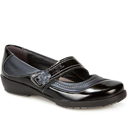 blue leather mary jane shoes