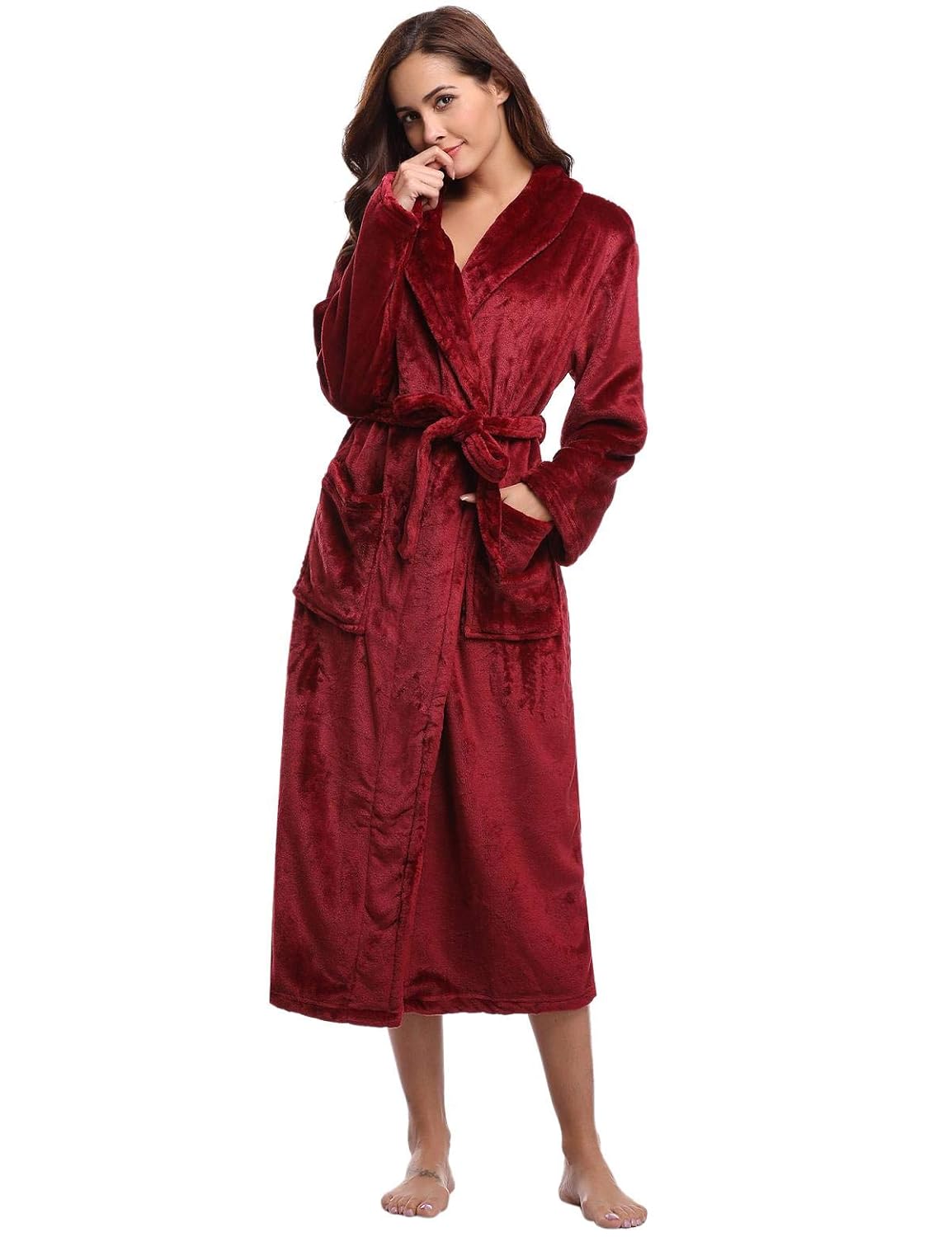 Peignoir Longue Taille Peignoir Femme Polaire Onsoyours - Long Avec Capuche Et 2 Poches - Doux Et Chaud - Toutes Saisons Peignoir Long Poches