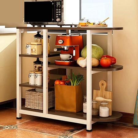 Yikuo Estantes De Cocina, Roble Salvaje, Marco Blanco, Utensilios ...