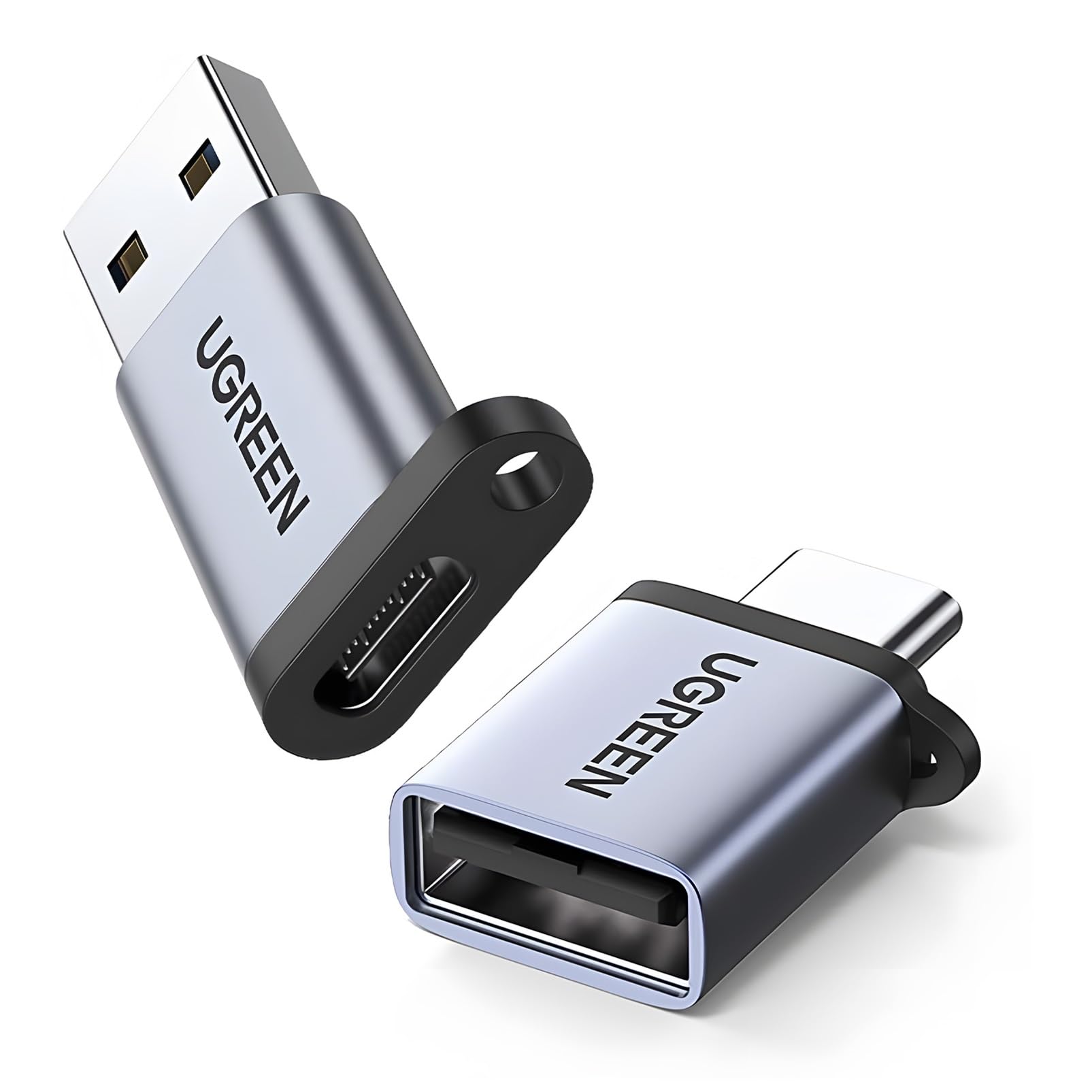 UGREEN usb c a 変換アダプタ タイプc usb 変換 2点セット usb-c usb-a 変換コネクタ 急速充電と高速転送同期 紛失防止 Thunderbolt 4/3 iPhone 15 Pro MacBook Air iPad Pro ほかのUSB-C機器などに対応商品画像