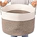 INDRESSME Cotton Rope Basket Extra Large Woven Basket for Blankets Toy Basket Baby Laundry Basket with Big Handles Rope Hamper Storage Bin for Organizer Toy Pillow Living Room, 21 D x 14 H Inches