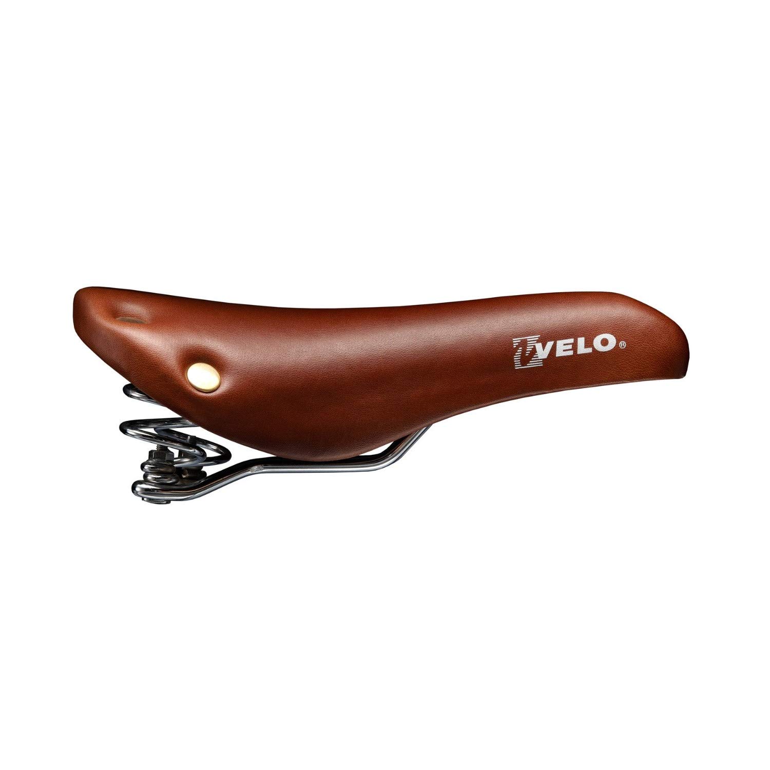 Velo Brown, Vintage Bicycle Saddle with Coil Spring and Rivets
