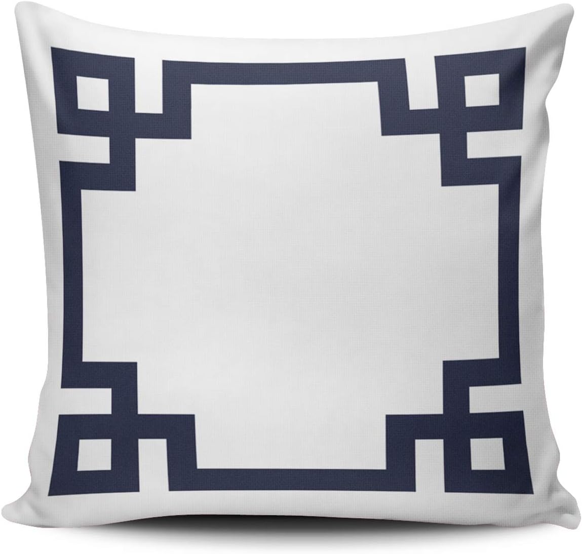 KAQIUHome Decoration Throw Pillowcase Navy Blue and White Greek Key Border Custom Pillow case Cushion Cover Fashion Chic Design Double Sided Printed Square Size 24X24 Inches