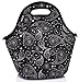 VASCHY Neoprene Insulated Lunch Tote Bag for Women Girls with Detachable Adjustable Shoulder Strap for Work in Paisley Clover Pattern