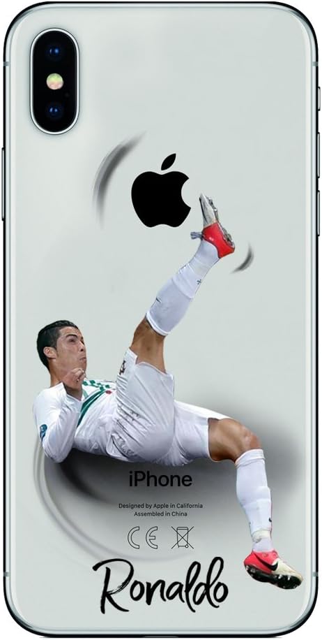 iPhone X Colorful Jelly Protective Case, Ultra Slim Silicone TPU Transparent Back Cover Case, Soccer Collection, Cristiano Ronaldo CR7, iPhone X