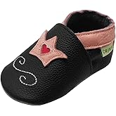 SAYOYO Leather Baby Moccasins for Boys and Girls, Soft Sole Infant Toddler Prewalker Shoes, Slip-on First Walking Slippers