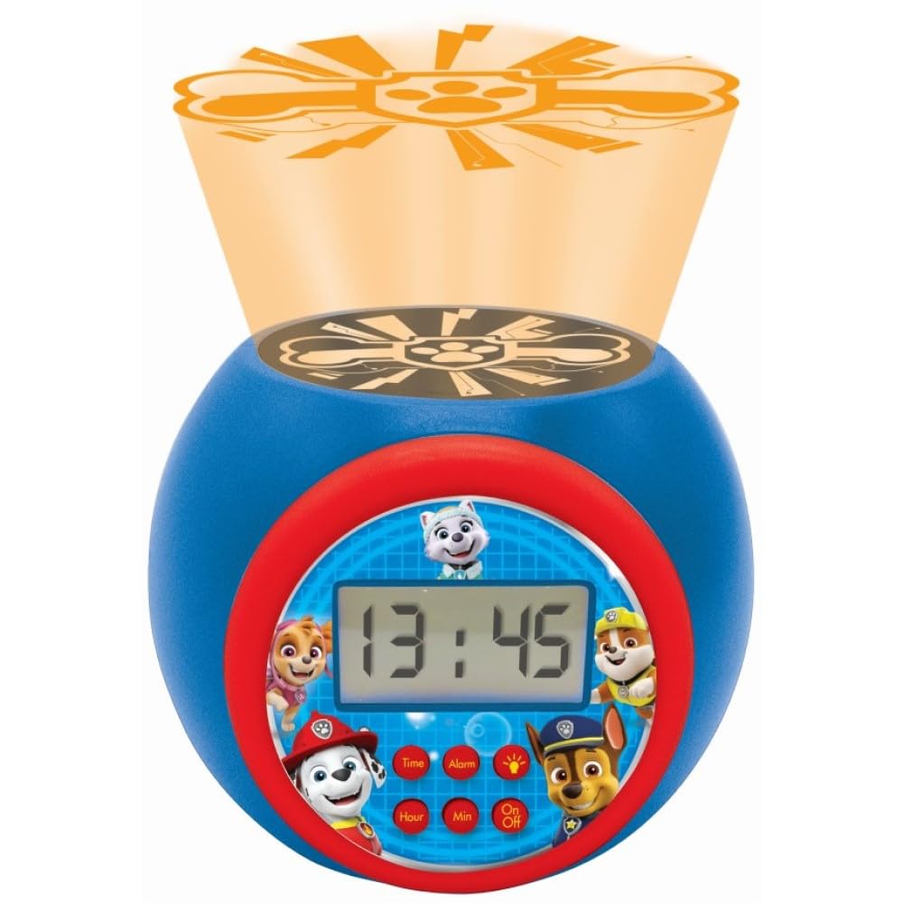 LEXIBOOK - Paw Patrol Projector alarm clock with snooze function and alarm function,Night light with timer, LCD screen, battery operated, Blue/Red, RL977PA — image 1